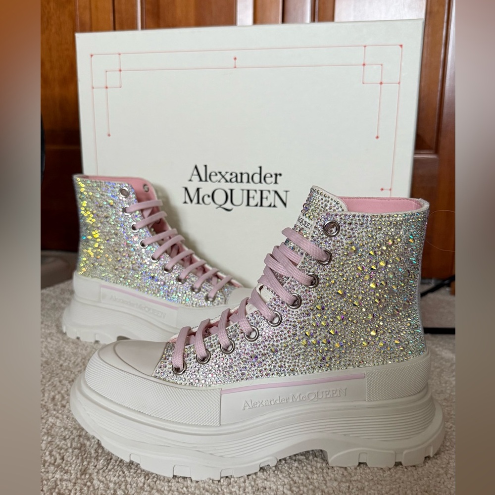 Alexander McQUEEN Tread Slick Crystal Embellished High Top Sneaker NWT